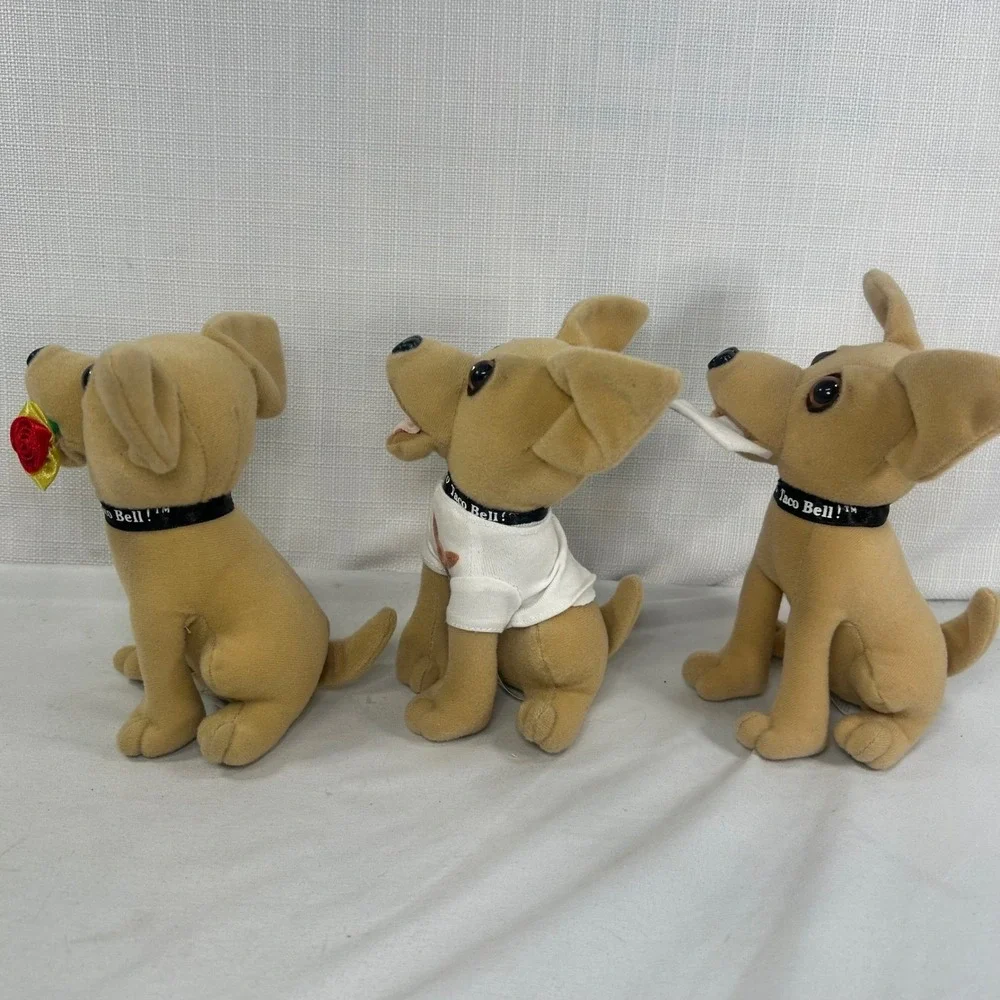 Vintage Taco Bell Chihuahua Plush Set of 3 Yo Quiero Taco Bell 90s Collectibles